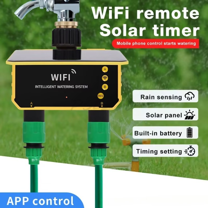 WiFi Solar Water Valve Irrigat - огляд і ціна Timer Dual Outlet