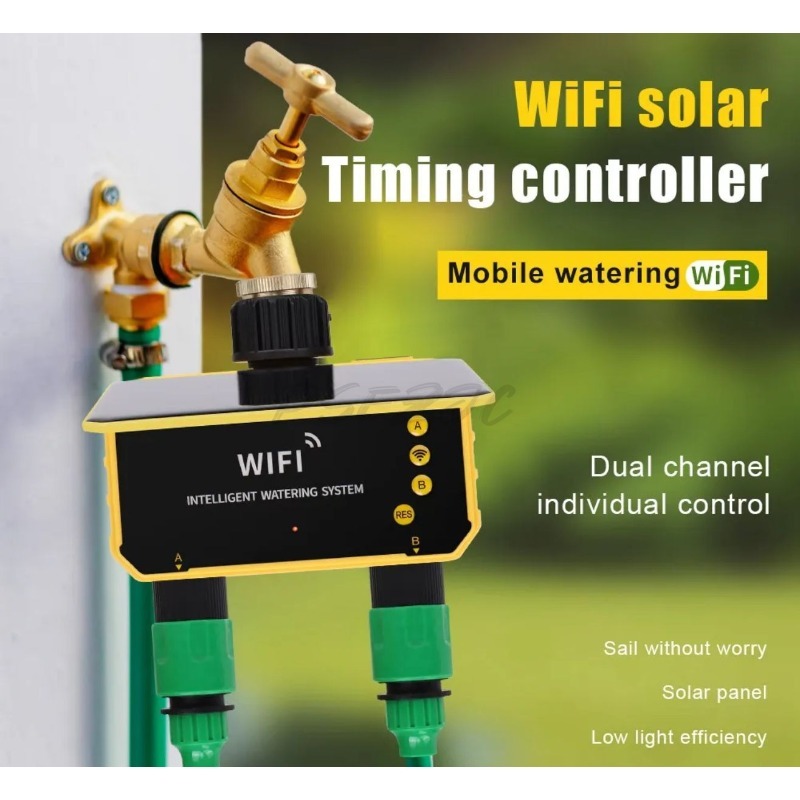 WiFi Solar Water Valve Irrigat - огляд і ціна Timer Dual Outlet